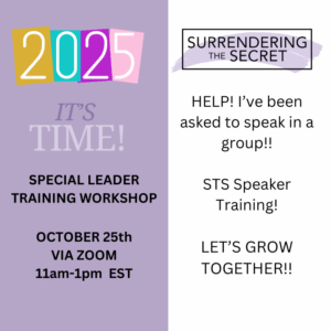 FREE STS Leader Workshop—SHARING YOUR STORY FOR SPEAKING AND WRITING - October 25
